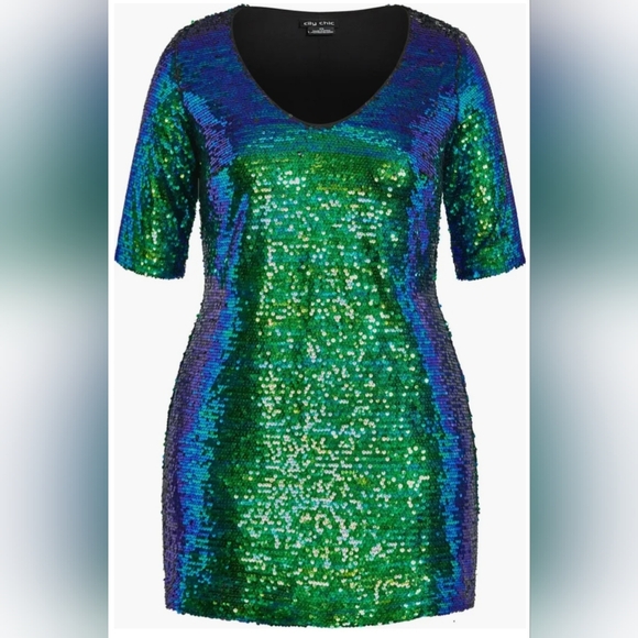 🥂City Chic Iridescent Sequin Mini Dress - Picture 2 of 12